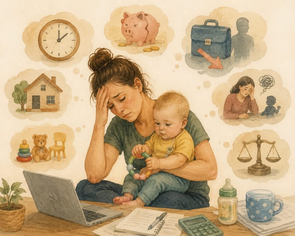 Familia monoparental agobiada
